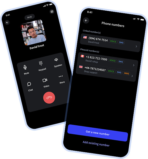 Phound call and phone numbers interface
